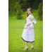 Boho Style Ukrainian Embroidered Assimetric Dress Flowers White with Yellow/Black Embroidery
